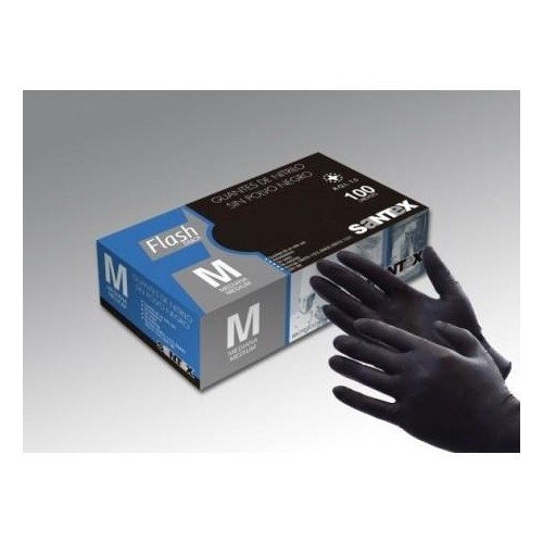 GUANTES DE NITRILO NEGRO SANTEX FLASH GD 23 1ª CAL. (CAJA 100 uds.)