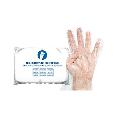 GUANTES PLASTICO POLIETILENO TRANSPARENTE (PAQ. 100 uds.)