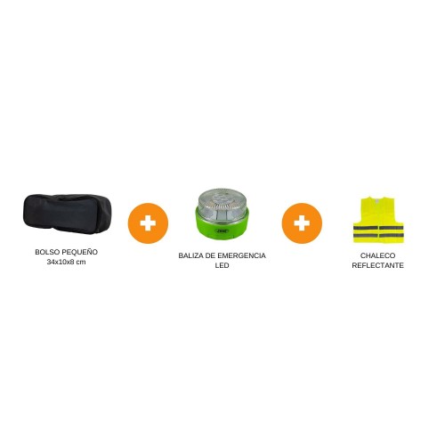 KIT SEGURIDAD V-16 PERS. BOLSO PIEL CON BALIZA LED