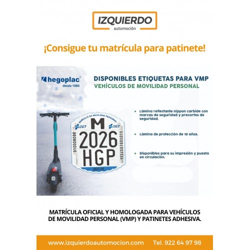 ETIQUETA ADHESIVA VMP (PATINETE ELÉCTRICO)