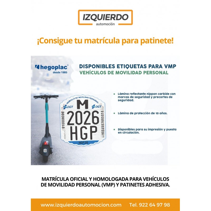 ETIQUETA ADHESIVA VMP (PATINETE ELÉCTRICO)